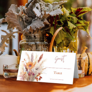 Autumn Boho Floral Wedding   White Place Card
