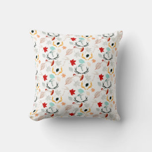 Autumn Boho Leaves Fall Forest Watercolor Cushion
