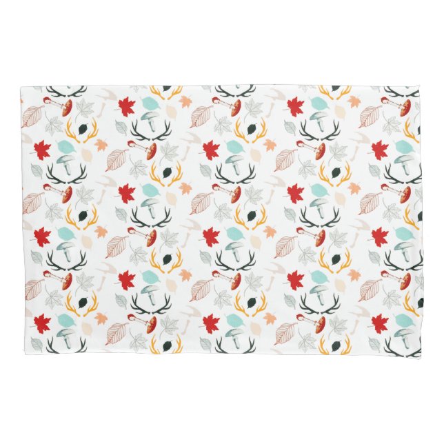 Autumn Boho Leaves Fall Forest Watercolor Pillowcase (Front)