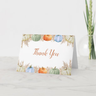Autumn Boho Pampas Grass Thank You Card Fall