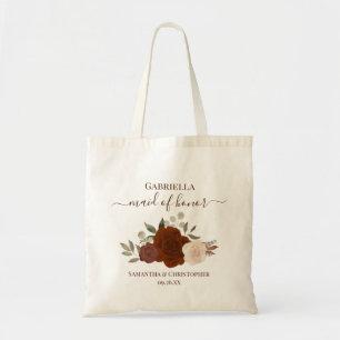 Autumn Boho Roses Elegant Maid of Honour Wedding Tote Bag