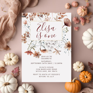 Autumn Boho Wildflowers 1st Birthday Party Invitat Invitation