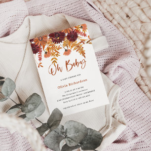 Autumn Boho Wildflowers Oh Baby Baby Shower Invitation