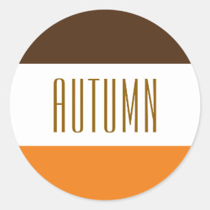 AUTUMN Bold Cocoa Brown Orange White Stripes Classic Round Sticker