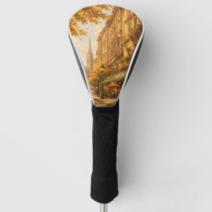 Autumn Book & Café Street Cozy European Alley Golf Head Cover