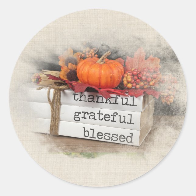 Autumn Books Throw Pillow Classic Round Sticker (Front)