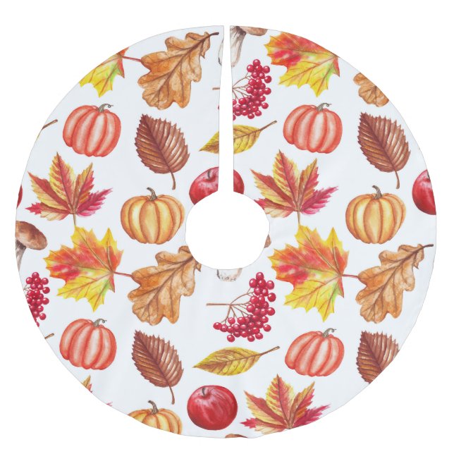 Autumn Botanic Seamless: Floral Elegance. Brushed Polyester Tree Skirt (Front)