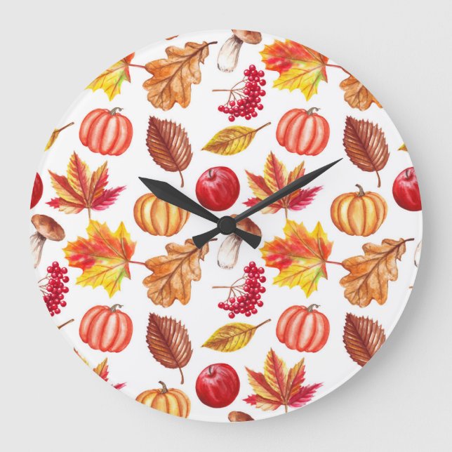 Autumn Botanic Seamless: Floral Elegance. Large Clock (Front)