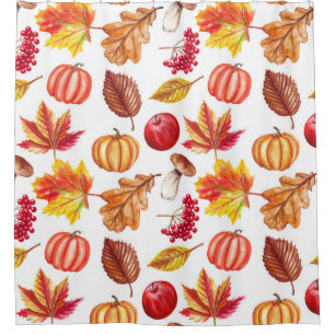 Autumn Botanic Seamless: Floral Elegance. Shower Curtain