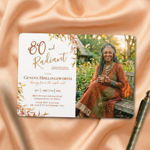 Autumn Botanical 80th Birthday Milestone Photo Invitation