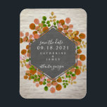 Autumn Botanical Brick Wedding Save The Date Magnet<br><div class="desc">An elegant rustic wedding save the date magnet featuring a botanical autumn fall foliage design with a black and white brick background.  Look for matching wedding invitations and other coordinating items at Jill's Paperie.</div>