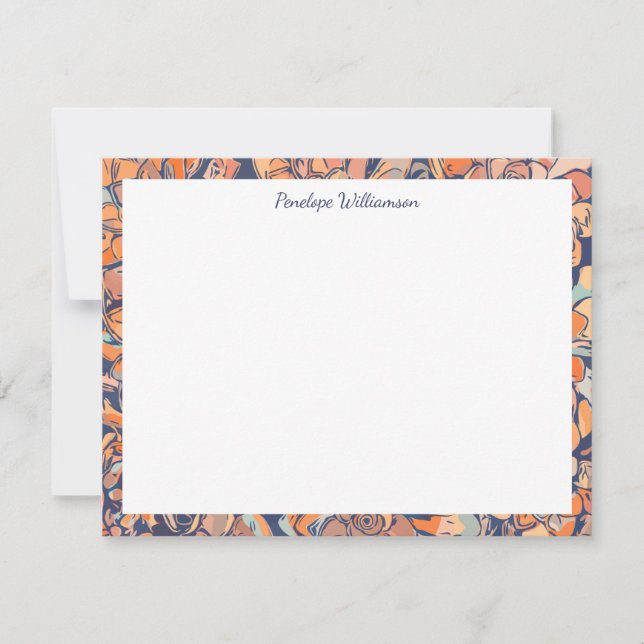 Autumn Botanical Earthy Neutrals Blue Personalised Card (Front)