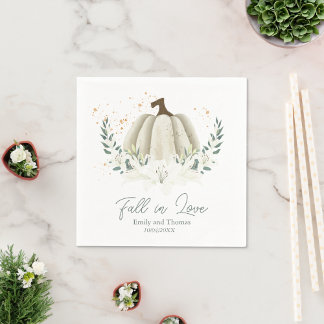 Autumn Botanical Fall in Love Wedding Napkins