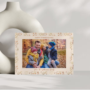Autumn Botanical Floral Thanksgiving Family Photo Invitation