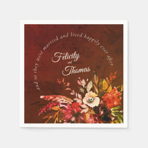 Autumn Botanical Happily Ever After Wedding Napkin