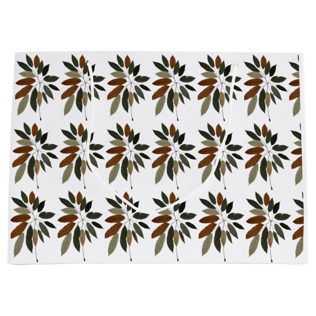 Autumn Botanical Leaf Art  Large Gift Bag (Front)