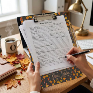 Autumn Botanical Leaves Personalised Clipboard