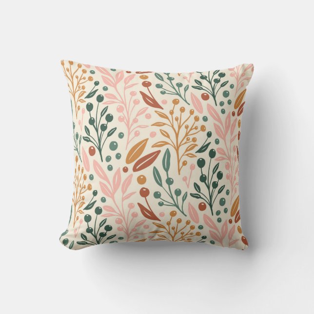 Autumn Botanical Pattern Cushion (Front)