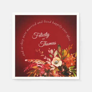 Autumn Botanical Russet Happily Ever After Wedding Napkin