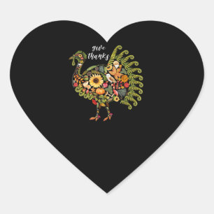 autumn botanical turkey thanksgiving give thanks . heart sticker