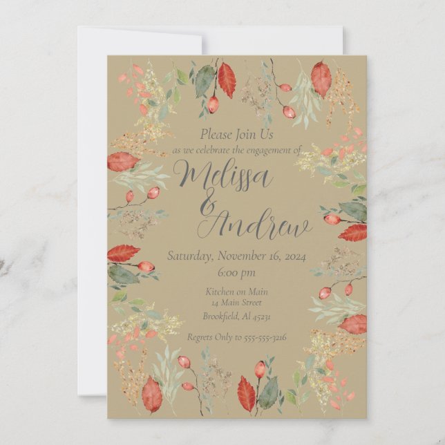 Autumn Botanical Wedding  Invitation (Front)