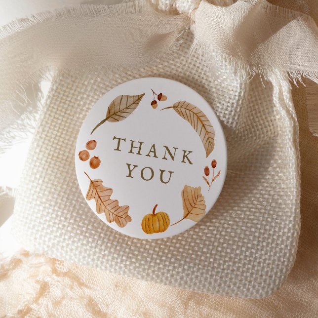 Autumn Botanical Whimsy Fall Baby Shower Favour Classic Round Sticker (Creator Uploaded)