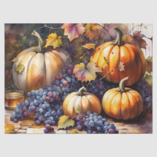Autumn Bounty, pumpkins, Grapes honey Tissue Paper