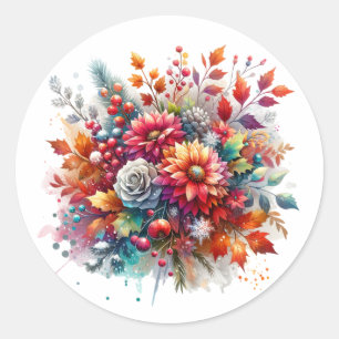 Autumn Bouquet   Floral Personalised Classic Round Sticker