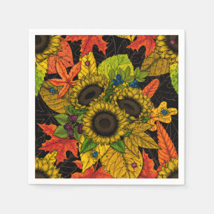 Autumn bouquet on black napkin