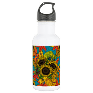 Autumn bouquet on blue 532 ml water bottle