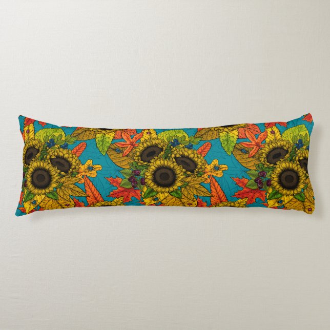 Autumn bouquet on blue body cushion (Front)