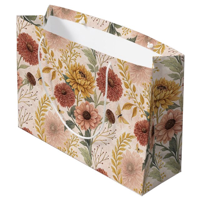 Autumn Bouquet Pattern Large Gift Bag (Back Angled)