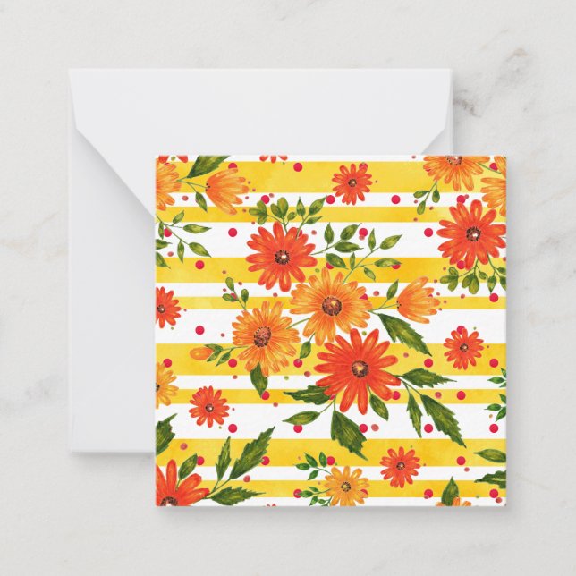 Autumn Bouquet Pattern, Stripes, Polka Dots Card (Front)