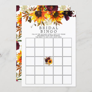 Autumn Bouquet Sunflowers Floral Bingo Game Invitation