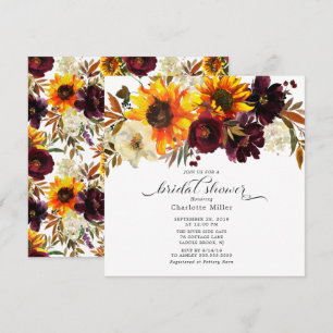Autumn Bouquet Sunflowers Floral Bridal Shower Invitation