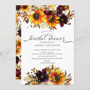 Autumn Bouquet Sunflowers Floral Invitation