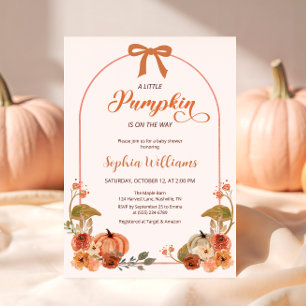 Autumn Bow Little Pumpkin Baby Shower Invitation