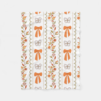 Autumn Bows & Florals Fleece Blanket – Cosy Fall D