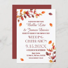 Autumn Branch Fall Leafs Wedding Invitations