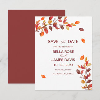 Autumn Branch Leafs Wedding Save the Date