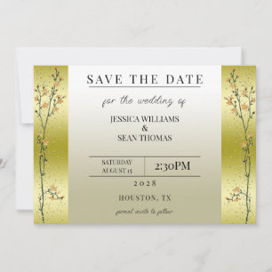 Autumn Branches, Confetti Gold Save The Date Invitation