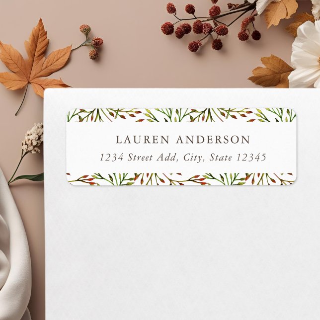 Autumn Branches Personalised Return Address Label (Creator Uploaded)