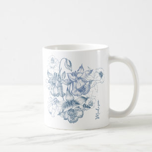 Autumn Breath Luxury Blue Flower Seamless Pattern Coffee Mug