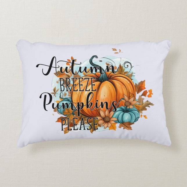 Autumn Breeze, Pumpkins Please – Cosy Fall Vibes Decorative Cushion (Front)