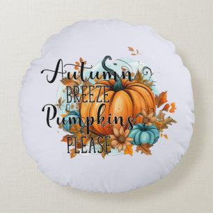 Autumn Breeze, Pumpkins Please – Cosy Fall Vibes Round Cushion