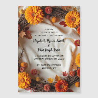 Autumn Bridal Wreath Invitation Magnetic Card