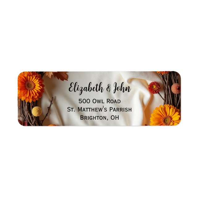 Autumn Bridal Wreath Invitation Magnetic Card Return Address Label (Front)