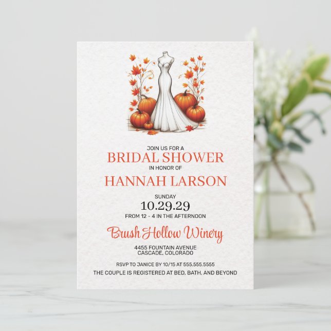 Autumn Bride Bridal Shower Invitation (Standing Front)