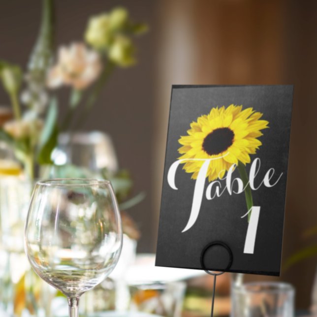 Autumn Bride Chalkboard Sunflower Party  Table Number (Creator Uploaded)