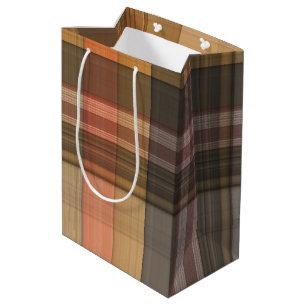 Autumn Brown and Orange Plaid Medium Gift Bag